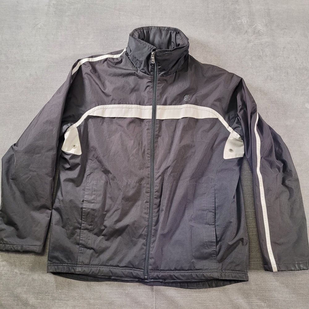 IZOD PerformX Mens Size LARGE Full Zip Long Sleeve Weatherproof Jacket Black‎